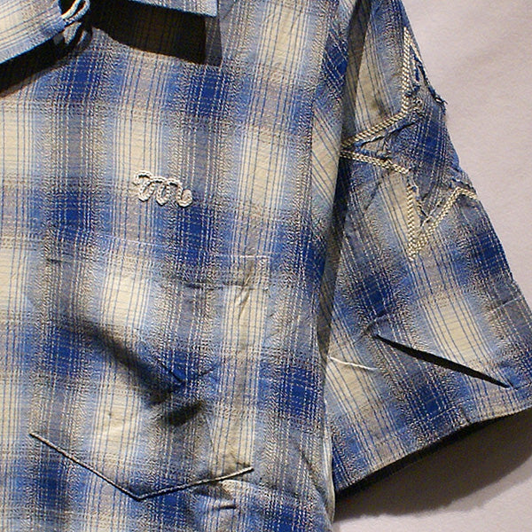 short sleeve mixyarn check shirts