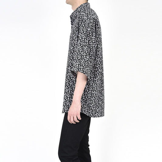 SHORT SLEEVE BIG SHIRT DECHINE INKJET SKULL FLOWER