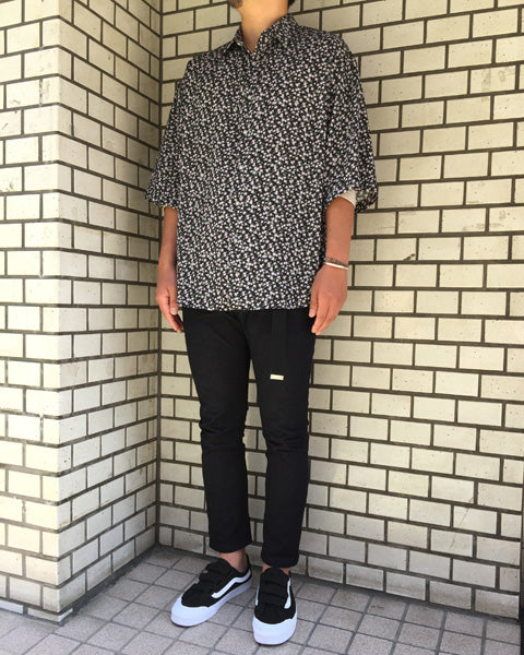 SHORT SLEEVE BIG SHIRT DECHINE INKJET SKULL FLOWER