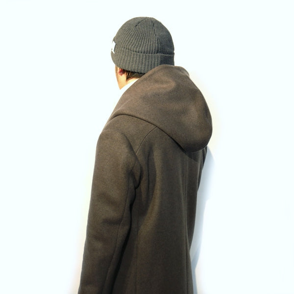 カシミヤ混ストレッチメルトン フーデッドコート