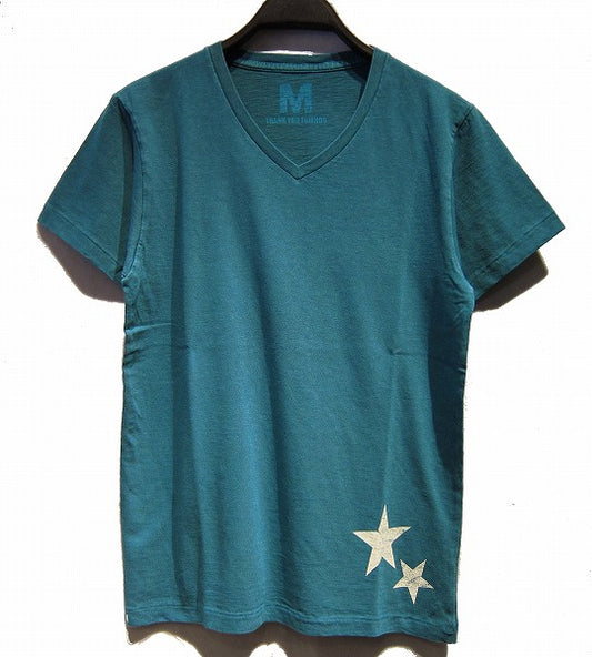 short sleeve vintage style V-neck t-shirts (star)