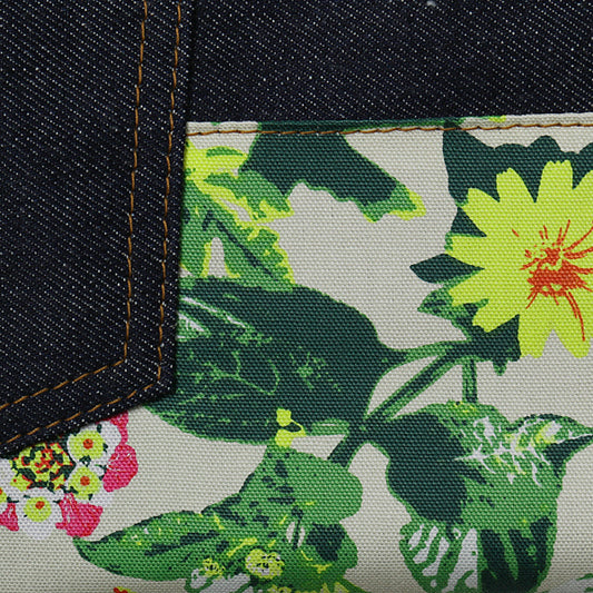 DENIM FLOWER CLUTCH BAG