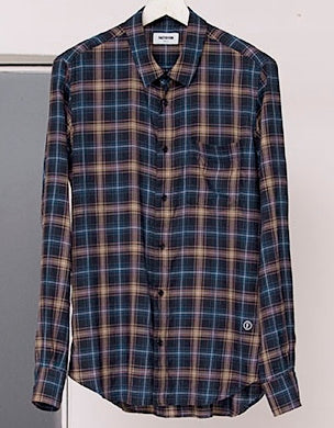 チェックタックプリーツシャツ