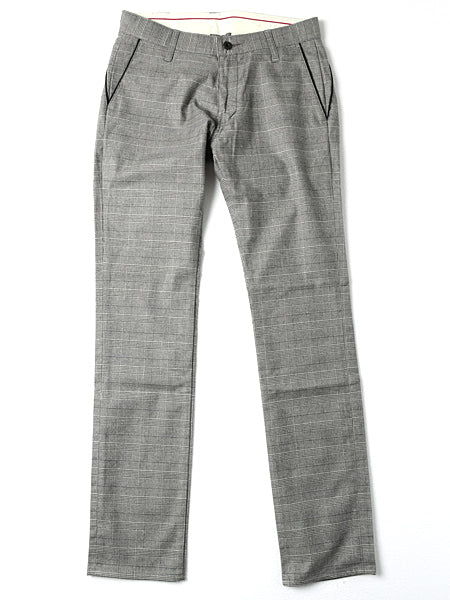 グレンチェックパイピング スラックステーパード