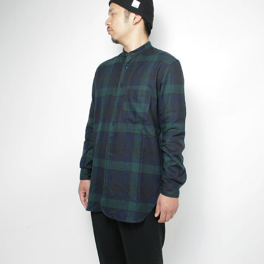 BAND COLLAR SHIRTS COTTON CHECK FLANNEL