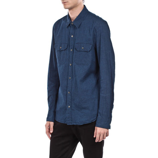 5ozインディゴシャンブレー パッチポケットシャツL/S
