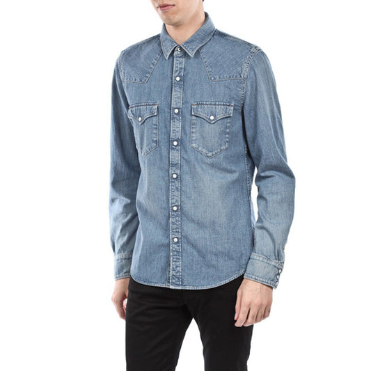 8ozジンバブエ綿デニム ウエスタンシャツ