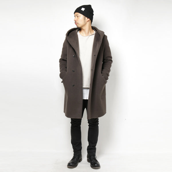 カシミヤ混Wフェイスビーバー フーデッドコート