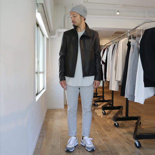 ラムレザー3レイヤー スタンドカラーブルゾン