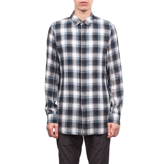 Ry/Co/Li強撚チェック ロングシャツ