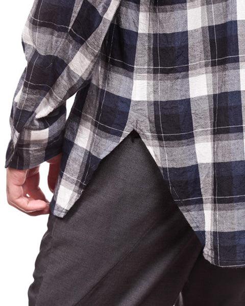 Ry/Co/Li強撚チェック ロングシャツ