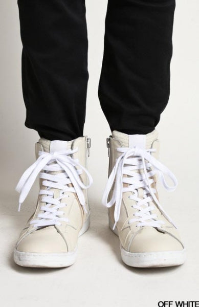 スムースレザー ハイカットスニーカー