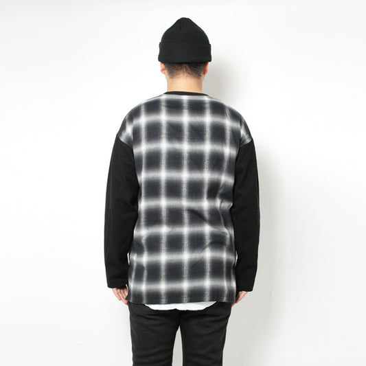 リーフジャガード天竺 クルーネック L/S