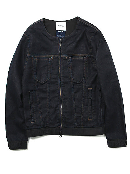 ニットデニム ノーカラーライダース