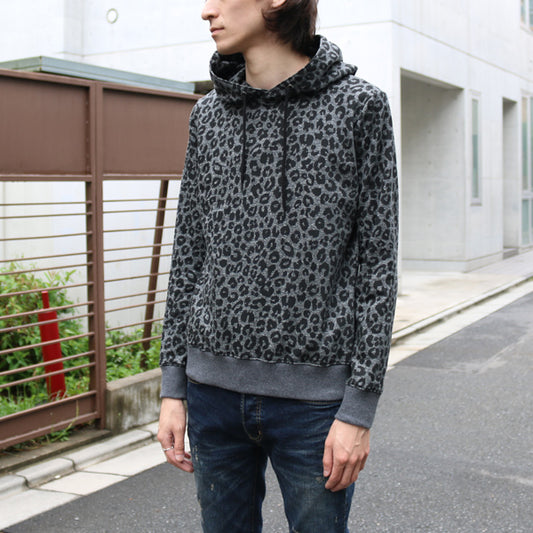 裏毛 PRINT レオパードパーカー