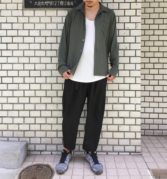 ハイカウントキュプラデシン オープンカラーシャツL/S