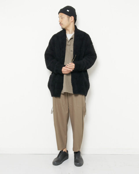 カシミヤ混ポプリンメルトン ワンタックワイドテーパードパンツ