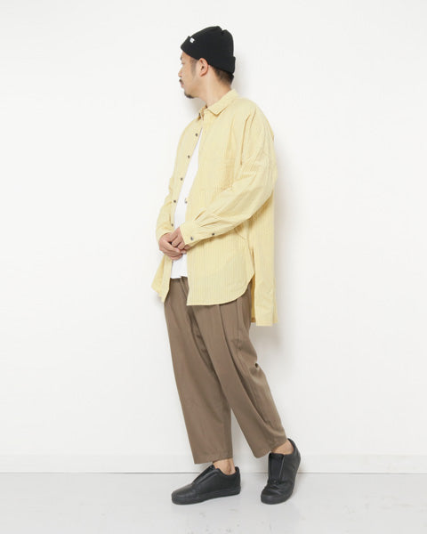 カシミヤ混ポプリンメルトン ワンタックワイドテーパードパンツ