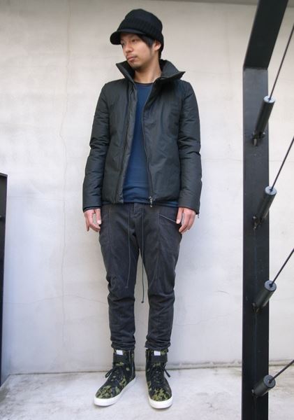 タイプライターレザータ加工 スタンドカラーブルゾン