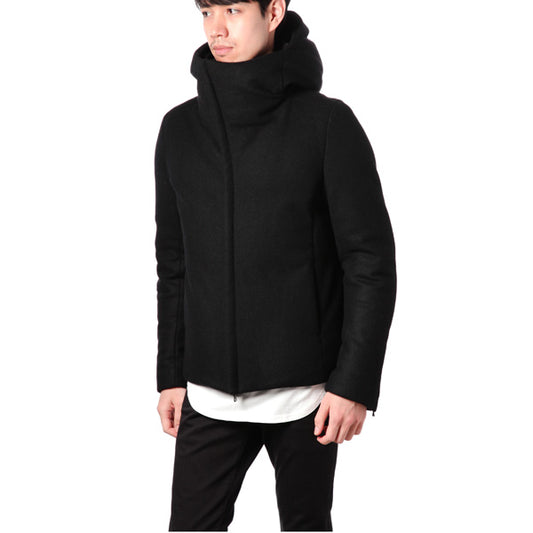 カシミヤ混ニットフラノ フーデッドダウン