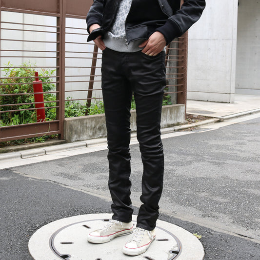 二重織 DENIM x BLACK 樹脂 COATING スーパースリム