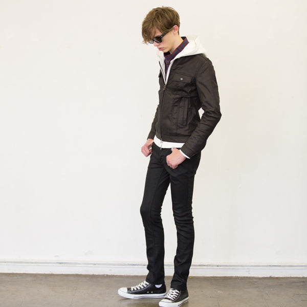 二重織 DENIM x BLACK 樹脂 COATING スーパースリム