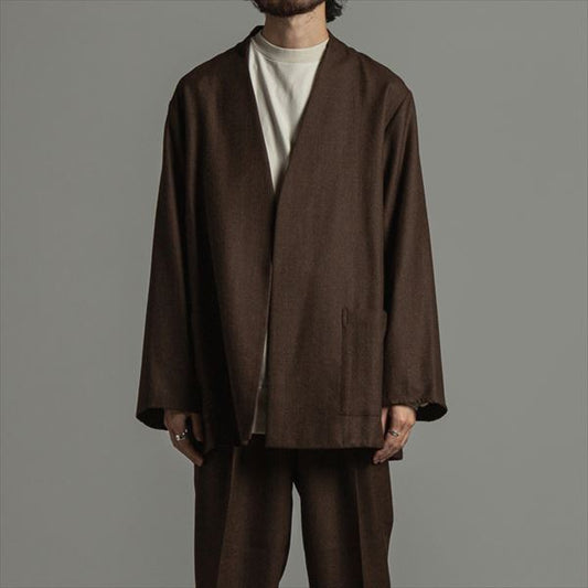 LAPELLESS SHIRT JACKET WOOL SOFT SERGE