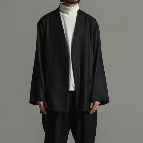 LAPELLESS SHIRT JACKET WOOL SOFT SERGE