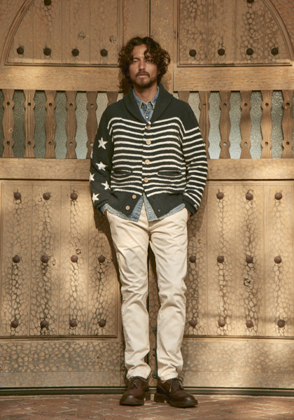 SHAGGY BOA STAR STRIPE CARDIGAN