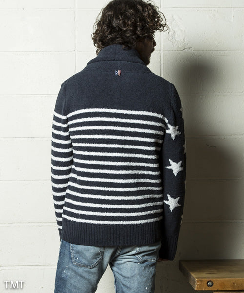 SHAGGY BOA STAR STRIPE CARDIGAN