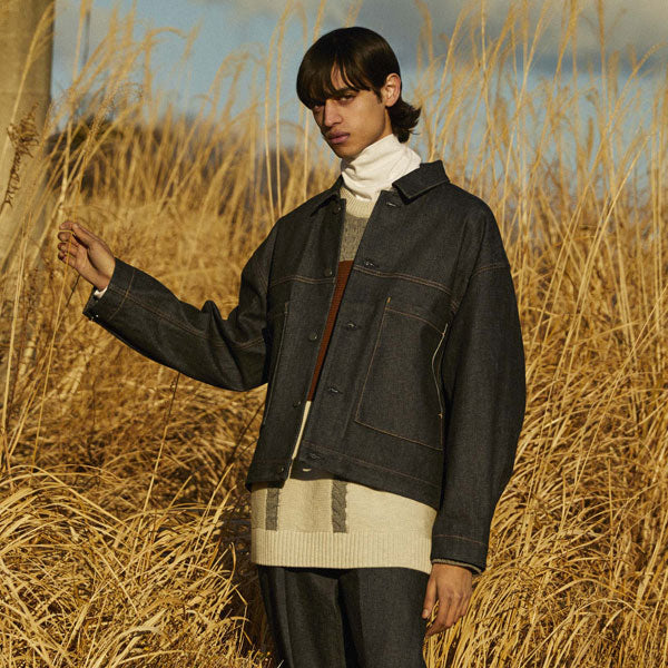 パッチワークニット クルーネックプルオーバー