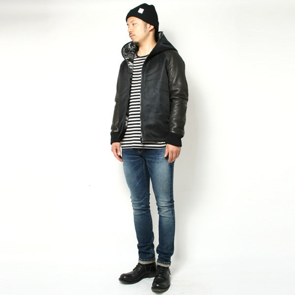 中空糸ナイロンヘビーツイル フード付きスタジアムジャンパー