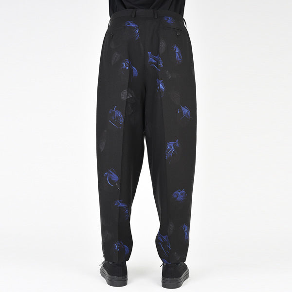 2TUCK TAPERED WIDE WOOLGABARDINE INKJET ROSE PHOTO