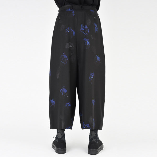 2TUCK CROPPED WOOL GABARDINE INKJET ROSE PHOTO