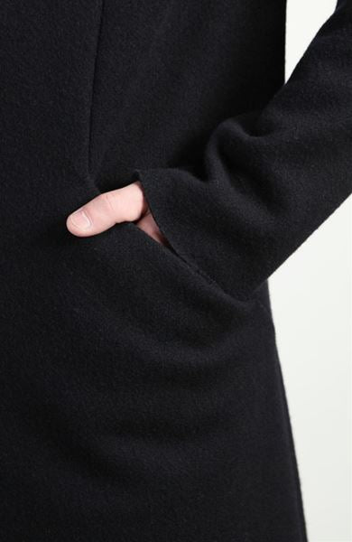 カシミヤ混ストレッチメルトン フーデッドコート