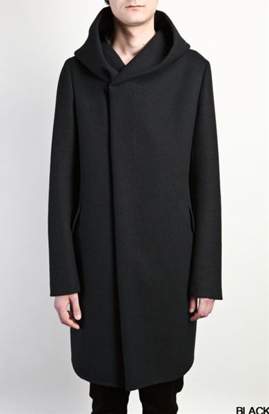 カシミヤ混ダブルフェイスメルトン フーデッドコート