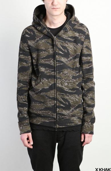 カシミヤ混ニットフラノタイガーカモ ZIP UPパーカー