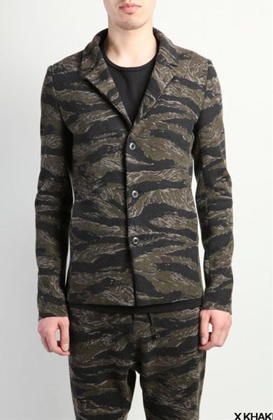 カシミヤ混ニットフラノタイガーカモ 3つ釦JK