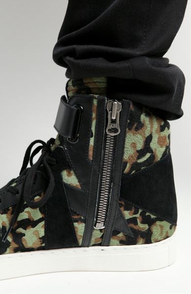 ハラコレザー カモフラージュ ハイカットスニーカー