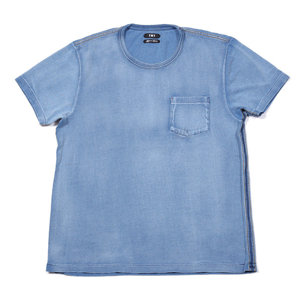 S/SL INDIGO DYED JERSEY POCKET TEE VINTAGE FINISH