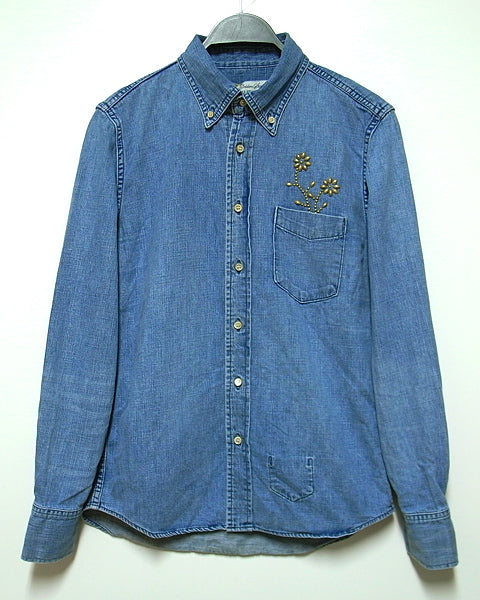 Denim B/D Regular Shirt(Flower Studs)