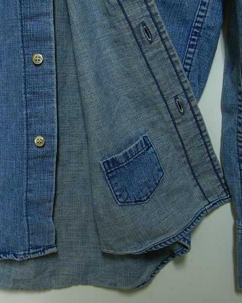 Denim B/D Regular Shirt(Flower Studs)