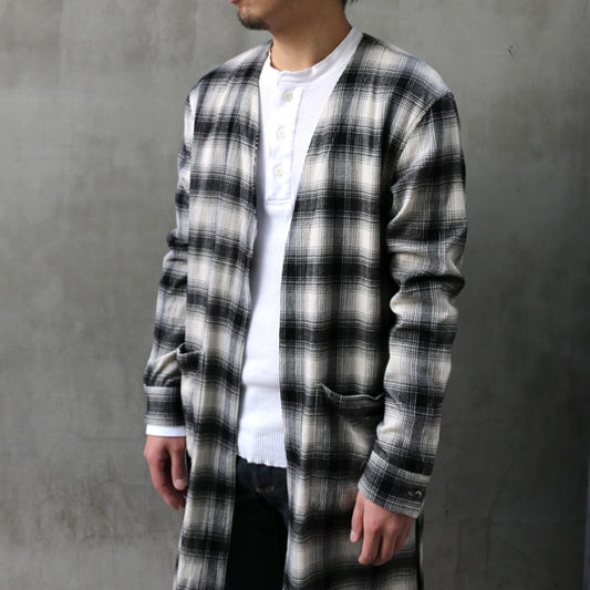 超長綿ネルチェック ローブコート