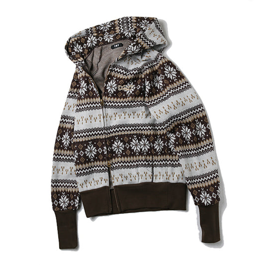 SNOW PATTERN ZIP PARKA