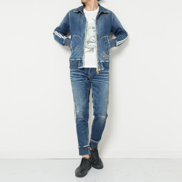 SWEATLIKE-INDIGO DENIM TRACK JACKET