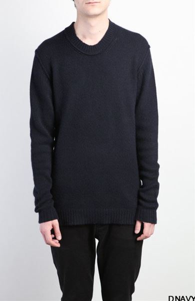 カシミヤローゲージニット クルーネックプルオーバー