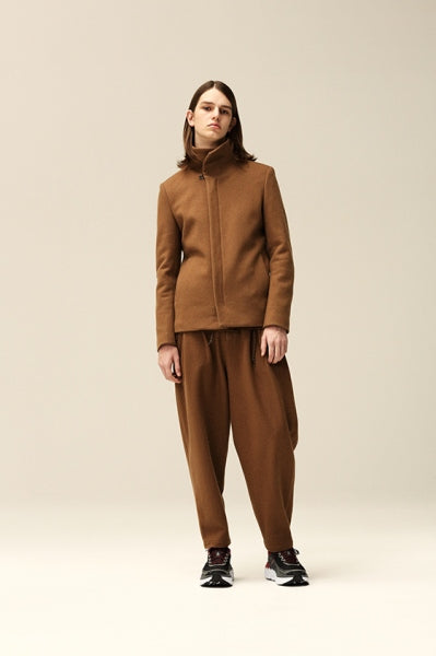 カシミヤ混ニットフラノ ワイドテーパードパンツ