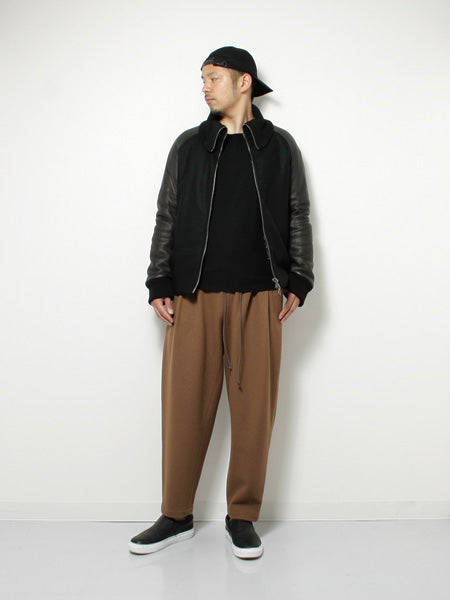 カシミヤ混ニットフラノ ワイドテーパードパンツ