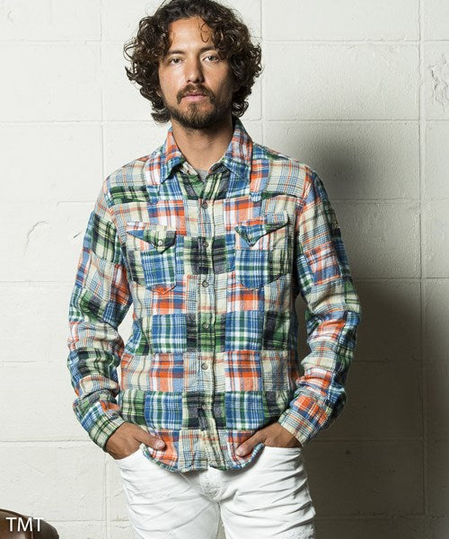 VINTAGE NELCHECK PATCHWORK SHIRTS