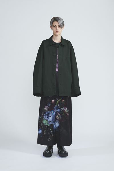 2TUCK CROPPED WOOL GABARDINE INKJET (FLOWER)